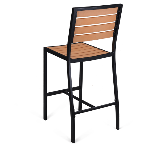 Black Aluminum & Faux Teak Bar Height Patio Set