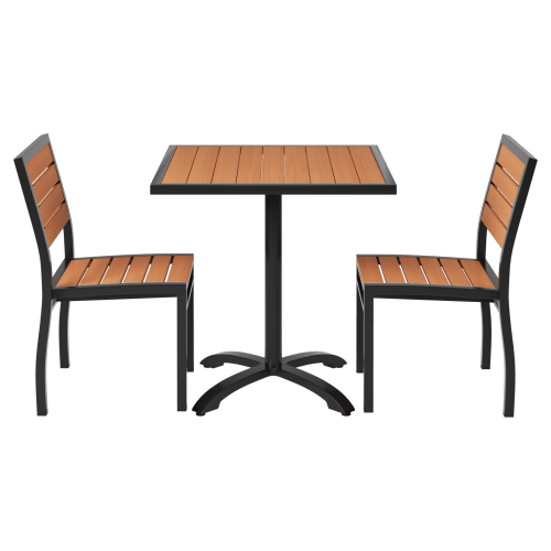 Set of Black Heavy Duty Aluminum Patio Chairs with Table