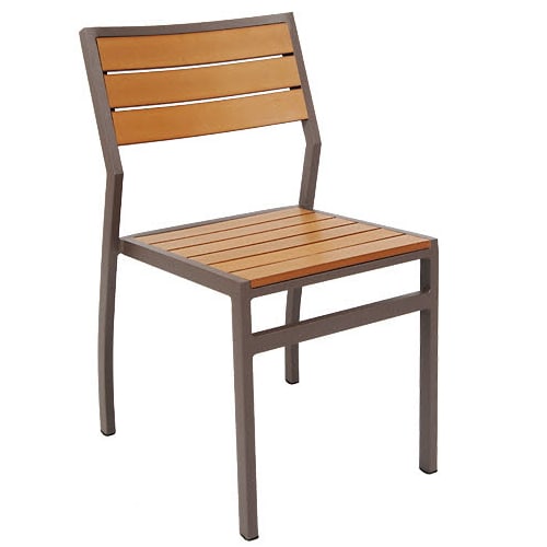 Aluminum Rust Colored Patio Chair with Plastic Teak