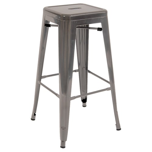 Bistro Style Metal Backless Bar Stool in Clear Finish