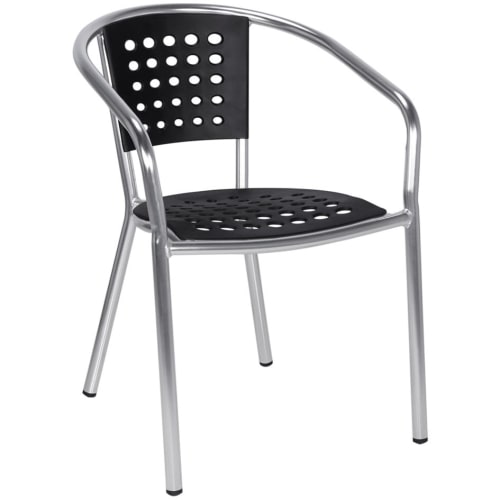 Aluminum Chair with Black Resin Seat and Back