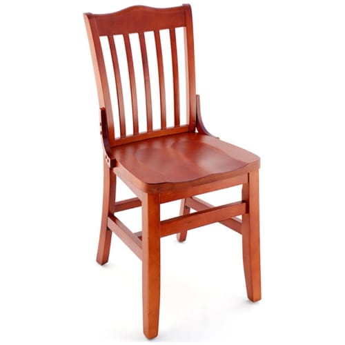 Premium US Made School House Wood Chair - Mahogany Finish with a Wood Seat
