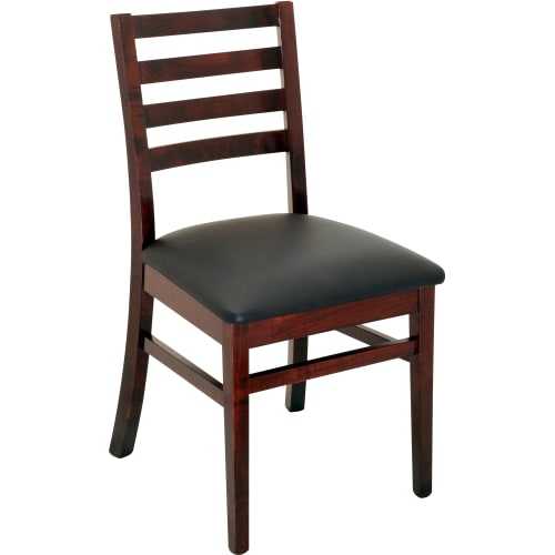 Designer Series Americano Ladder Back Chair - Dark Mahogany Finish with a Black Vinyl Seat