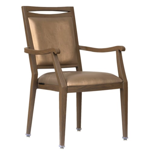 Agnes Wood Grain Aluminum Arm Chair