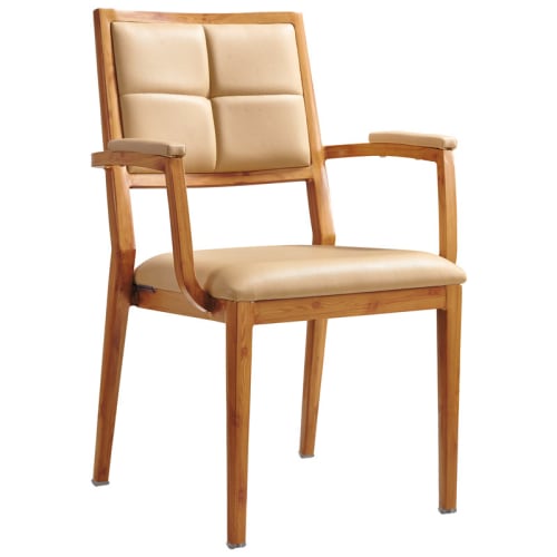 Milano Modern Padded Wood Grain Aluminum Arm Chair