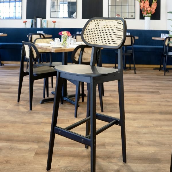 Cane Wood Bar Stool
