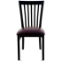 Elongated Vertical Slat Back Metal Chair - Black Finish with a Wine Vinyl Seat