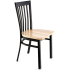 Elongated Vertical Slat Back Metal Chair - Black Finish with a Natural Finish Wood Seat