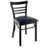 Rounded Ladder Back Metal Restaurant Chair - Black Finish with a Black Vinyl Seat