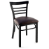 Rounded Ladder Back Metal Restaurant Chair - Black Finish with a Buckskin Vinyl Seat