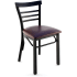 Rounded Ladder Back Metal Restaurant Chair - Black Finish with a Wine Vinyl Seat