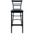 Rounded Ladder Back Metal Bar Stool - Black Frame with a Black Vinyl Seat
