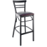 Rounded Ladder Back Metal Bar Stool - Black Frame with a Wine Vinyl Seat