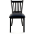 Metal Vertical Slat Restaurant Chair - Black Finish with a Black Vinyl Seat