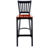 Vertical Slat Metal Bar Stool - Black Frame with a Cherry Wood Seat