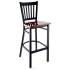 Vertical Slat Metal Bar Stool - Black Frame with a Mahogany Wood Seat