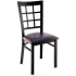 Window Back Metal Restaurant Chair - Black Finish with a Wine Vinyl Seat