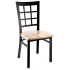 Window Back Metal Restaurant Chair - Black Finish with a Natural Finish Wood Seat