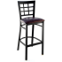 Window Back Metal Bar Stool - Black Frame with a Wine Vinyl Seat