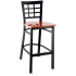 Window Back Metal Bar Stool - Black Frame with a Cherry Wood Seat