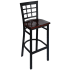Window Back Metal Bar Stool - Black Frame with a Dark Mahogany Wood Seat