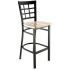 Window Back Metal Bar Stool - Black Frame with a Natural Wood Seat