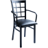 Window Back Metal Chair with Arms - Black Frame with a Black Vinyl Seat