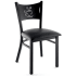 Metal Coffee Cup Restaurant Chair - Black Frame with a Buckskin Vinyl Seat