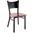 Metal Coffee Cup Restaurant Chair - Black Frame with a Mahoagnay Finish Wood Seat