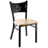 Metal Coffee Cup Restaurant Chair - Black Frame with a Natural Finish Wood Seat