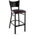 Coffee Cup Metal Bar Stool - Black Frame with a Wine Vinyl Seat