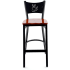 Coffee Cup Metal Bar Stool - Black Frame with a Cherry Wood Seat