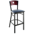 Interchangeable Back Metal Bar Stool with Circled Back - Black Frame with a Dark Mahogany Wood Back and Black Vinyl Seat