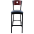 Interchangeable Back Metal Bar Stool with Circled Back - Black Frame with a Walnut Wood Back and Black Vinyl Seat