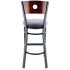 Interchangeable Back Metal Bar Stool with Circled Back - Black Frame with a Dark Mahogany Wood Back and Wine Vinyl Seat