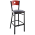 Interchangeable Back Metal Bar Stool with Circled Back - Black Frame with a Cherry Wood Back and Wine Vinyl Seat
