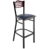 Interchangeable Back Metal Bar Stool with Slats & Circle - Black Finish with a Walnut Wood Back and Black Seat