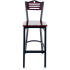Interchangeable Back Metal Bar Stool with Slats & Circle - Black Finish with a Dark Mahogany Wood Back and Seat