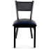 Metal Checker Back Restaurant Chair - Black Finish with a Black Vinyl Seat