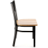 Metal Checker Back Restaurant Chair - Black Finish with a Natural Finish Seat