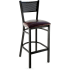 Metal Checker Back Bar Stool - Black Frame with a Wine Vinyl Seat