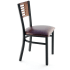 Interchangeable Back Metal Chair 5 Slats in Back - Black Finish with a Walnut Finish Back and a Wine Vinyl Seat