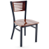 Interchangeable Back Metal Chair 5 Slats in Back - Black Finish with Walnut Finish Wood Seat and Back