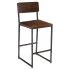 Industrial Series Metal Bar Stool with Wood Back and Seat