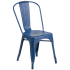 Bistro Style Metal Chair in Distressed Dark Blue Finish