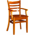Ladder Back Wood Chair with Arms - Cherry Finish with a Wood Seat