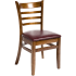 Wood Ladder Back Chair - Walnut Finish with Wine Vinyl Seat