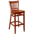 Vertical Slat Wood Bar Stool - Cherry Finish with a Wood Seat