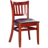 Wood Vertical Slat Restaurant Chair - Mahogany Finish with Wine Vinyl Seat