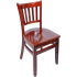 Wood Vertical Slat Restaurant Chair - Mahogany Finish with Wood Seat